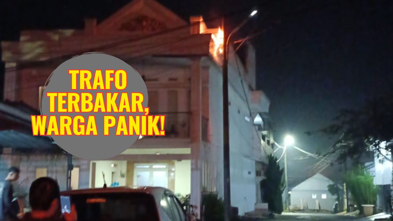 Detik-Detik kebakaran trafo PJU Saat Sahur di Bumikersanagara, Warga Sempat Panik