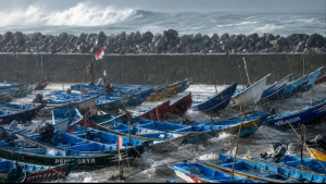 Gelombang 3,3 Meter Hantam Pesisir Cipatujah, Ratusan Perahu Nelayan Terombang-ambing